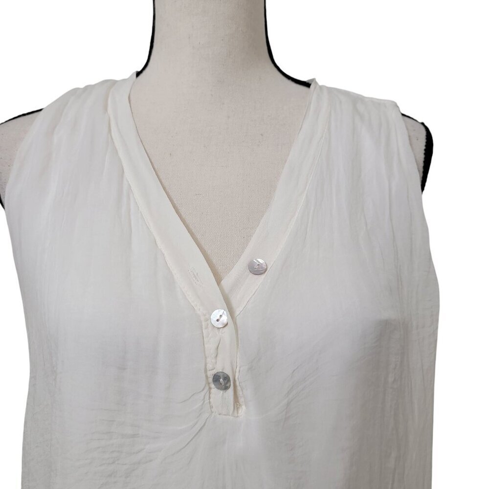 Made in Italy 100% Silk Layered / Tiered White Sleeveless Midi Dress - Picture 2 of 9